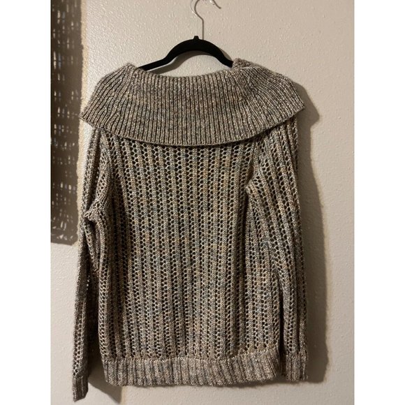 Chicos Sweater Gold Brown SIlver 1 Medium NWT Open Weave - Picture 8 of 8